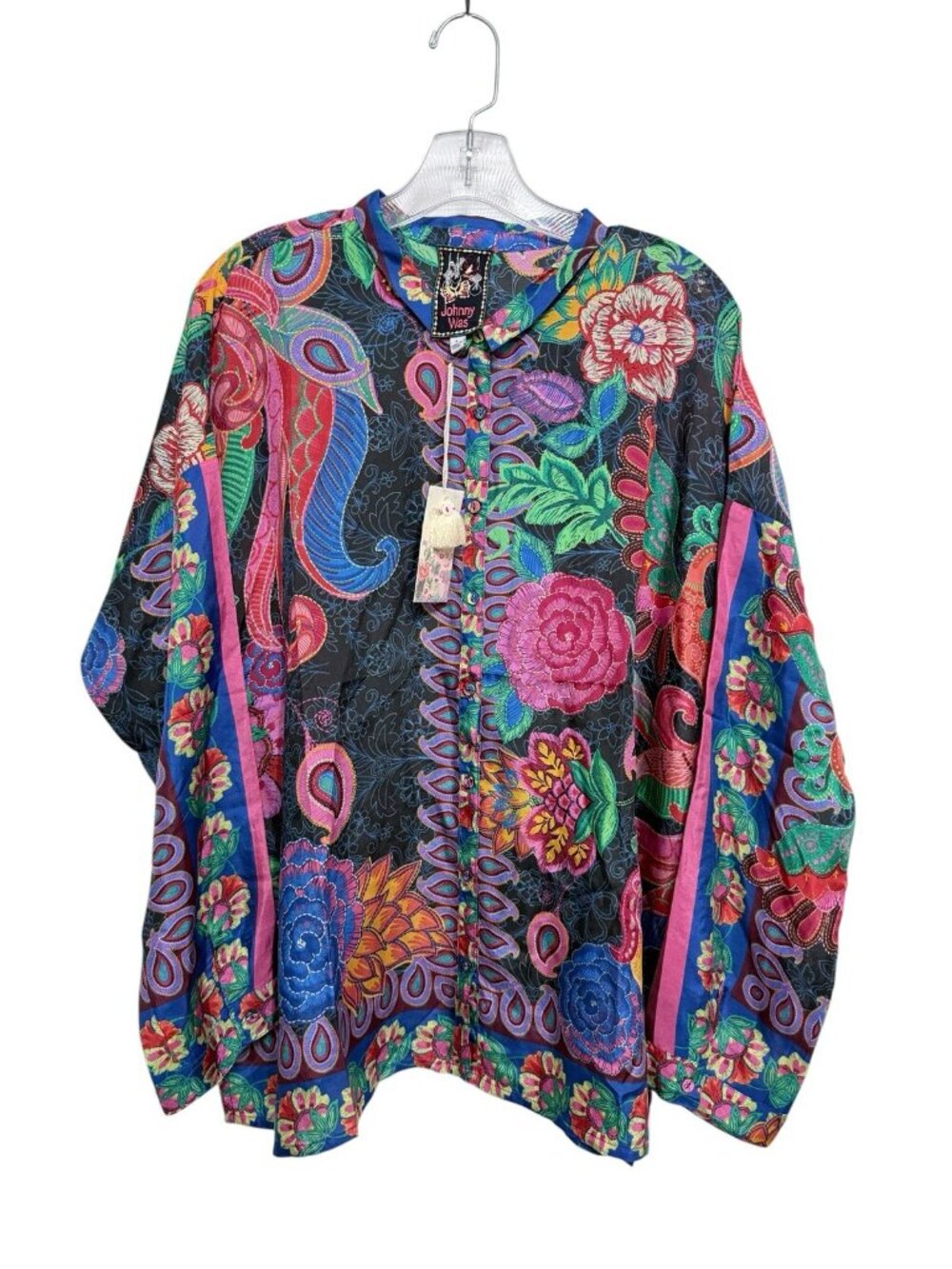 Johnny Was The Audrey Emberwing Oversized Silk Blouse NWT Size Large - Picture 2 of 7
